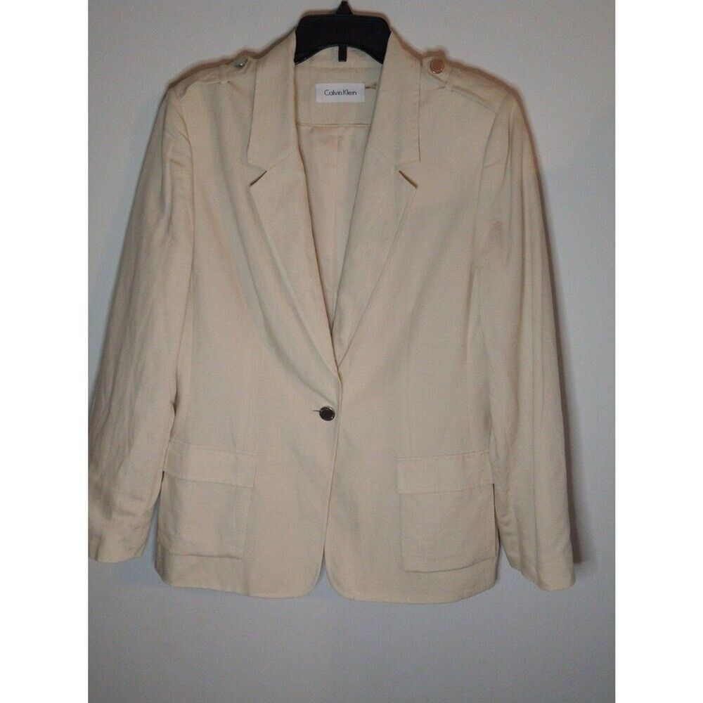 Calvin Klein linen Blazer summer cream size p Boho Beachy